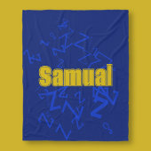 Koel monogram en naam in marineblauw & goud fleece deken