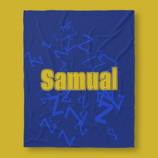 Koel monogram en naam in marineblauw & goud fleece deken