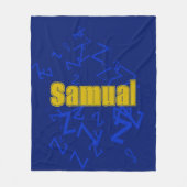 Koel monogram en naam in marineblauw & goud fleece deken (Voorkant)