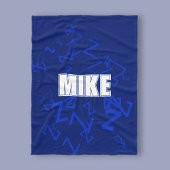 Koel monogram en naam in marineblauw & wit fleece deken