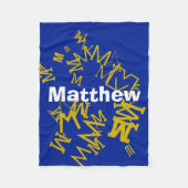 Koel monogram en naam in marineblauw & wit fleece deken (Voorkant)