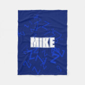 Koel monogram en naam in marineblauw & wit fleece deken (Voorkant)