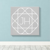 Koel Monogram, Hip Logo Style Vibe | Grijs & Wit Canvas Afdruk (Insitu (Houten vloer))