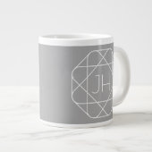 Koel Monogram, Hip Logo Style Vibe | Grijs & Wit Grote Koffiekop (Voorkant rechts)