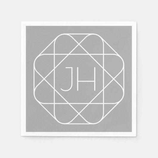 Koel Monogram, Hip Logo Style Vibe | Grijs & Wit Servet (Voorkant)