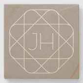 Koel Monogram, Hip Logo Style Vibe | Grijs & Wit Stenen Onderzetter (Voorkant)