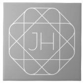 Koel Monogram, Hip Logo Style Vibe | Grijs & Wit Tegeltje (Voorkant)