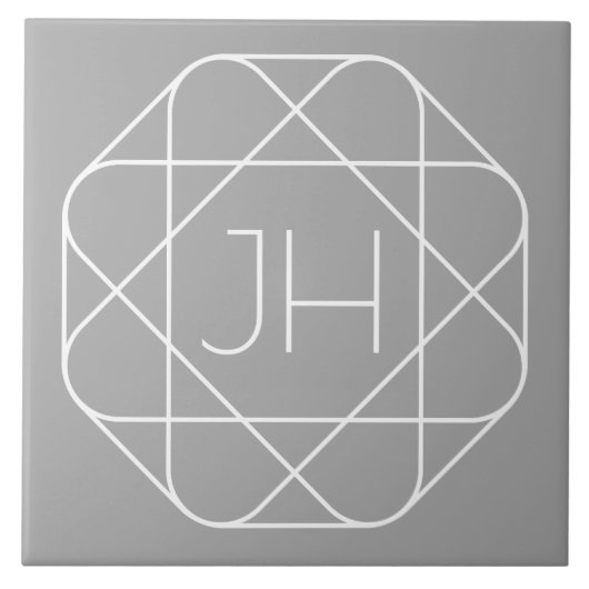 Koel Monogram, Hip Logo Style Vibe | Grijs & Wit Tegeltje (Voorkant)