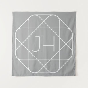 Koel Monogram, Hip Logo Style Vibe   Grijs & Wit Wandkleed