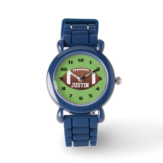 Koel monogram met naam Football kind Horloge (Voorkant)