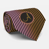 Koel Monogram Retro Gestreepte Stropdassen (Opgerold)