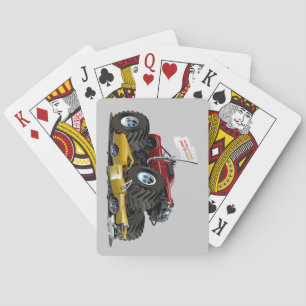 Koel Monster Truck Crushing a Car Drawing Pokerkaarten