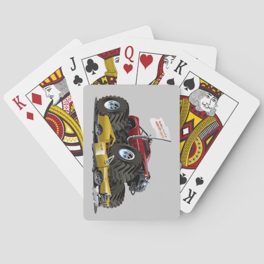 Koel Monster Truck Crushing a Car Drawing Pokerkaarten (Achterkant)