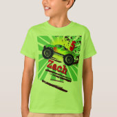Koel Monster Truck met aangepaste naam en ouderdom T-shirt (Voorkant)