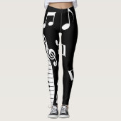 Koel Muzieknoten en pianoketoestel Leggings (Voorkant)