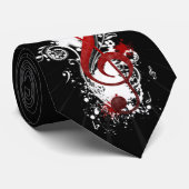 Koel Muzieknoten met gestippelde zwammen Stropdas (Opgerold)