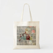 Koel muzieknoten woord op baksteengrijze wandlamp tote bag (Voorkant)