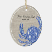 Koel  Nautical Blue Crab Aangepast strand Keramisch Ornament (Rechts)