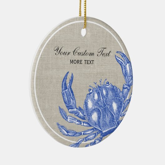 Koel  Nautical Blue Crab Aangepast strand Keramisch Ornament (Rechts)