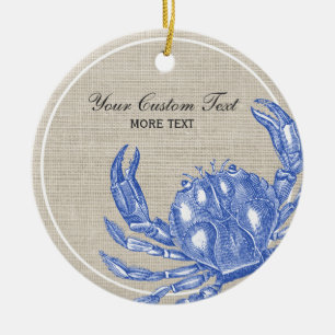 Koel  Nautical Blue Crab Aangepast strand Keramisch Ornament