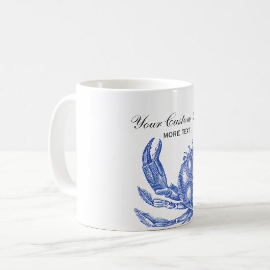 Koel  Nautical Blue Crab Aangepast strand Koffiemok (Voorkant links)