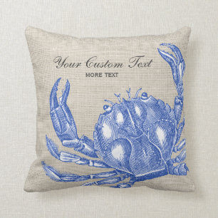 Koel  Nautical Blue Crab Aangepast strand Kussen