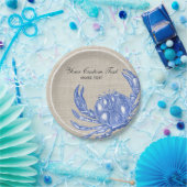 Koel  Nautical Blue Crab Aangepast strand Papieren Bordje (Feest)