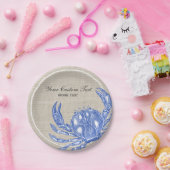 Koel  Nautical Blue Crab Aangepast strand Papieren Bordje (Feest)