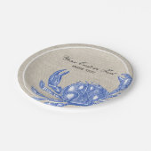 Koel  Nautical Blue Crab Aangepast strand Papieren Bordje (Gekanteld)
