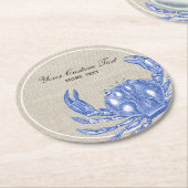 Koel  Nautical Blue Crab Aangepast strand Ronde Kartonnen Onderzetter (Gebogen)