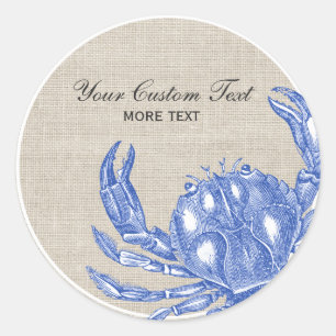 Koel Nautical Blue Crab Aangepast strand Ronde Sticker