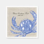 Koel  Nautical Blue Crab Aangepast strand Servetten (Voorkant)