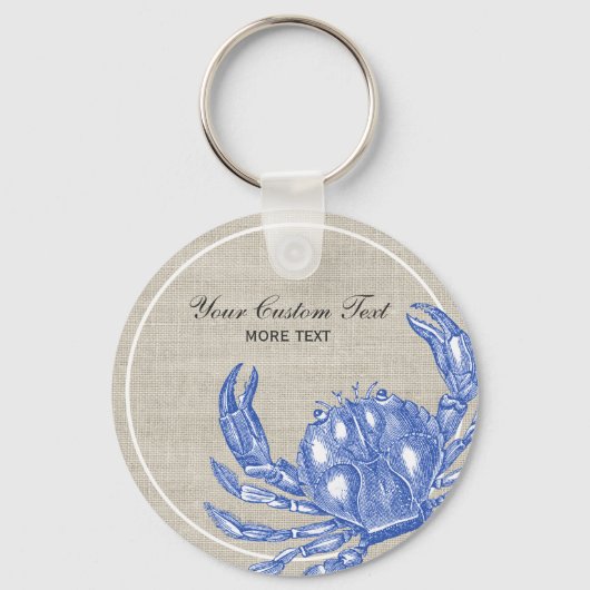 Koel  Nautical Blue Crab Aangepast strand Sleutelhanger (Voorkant)
