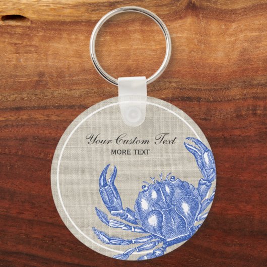 Koel  Nautical Blue Crab Aangepast strand Sleutelhanger (Achterkant)
