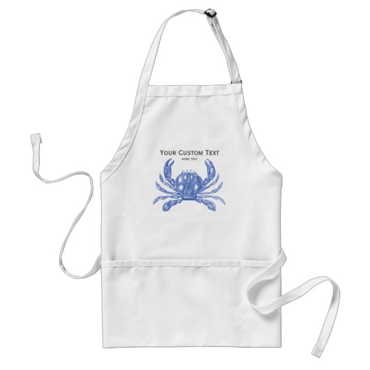 Koel  Nautical Blue Crab Aangepast strand Standaard Schort (Voorkant)