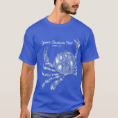 Koel Nautical Blue Crab Aangepast strand T-shirt (Voorkant)