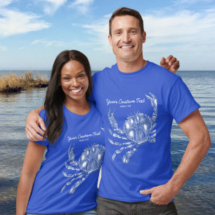 Koel Nautical Blue Crab Aangepast strand T-shirt