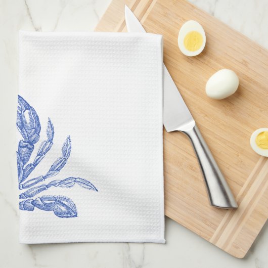 Koel  Nautical Blue Crab Aangepast strand Theedoek (Quarter Fold)