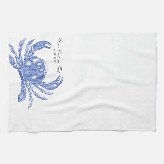 Koel  Nautical Blue Crab Aangepast strand Theedoek (Horizontaal)