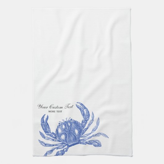 Koel  Nautical Blue Crab Aangepast strand Theedoek (Verticaal)