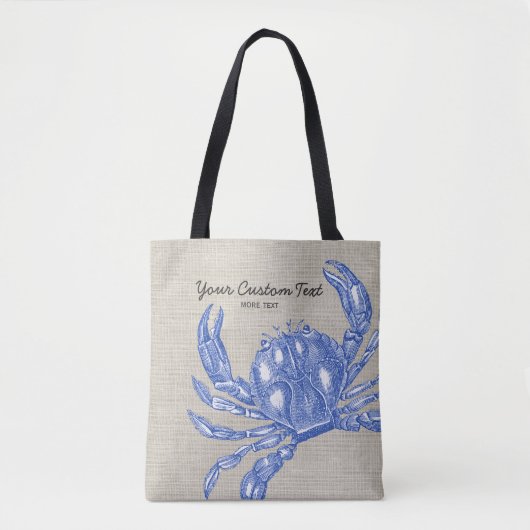 Koel  Nautical Blue Crab Aangepast strand Tote Bag (Voorkant)