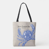 Koel  Nautical Blue Crab Aangepast strand Tote Bag (Achterkant)