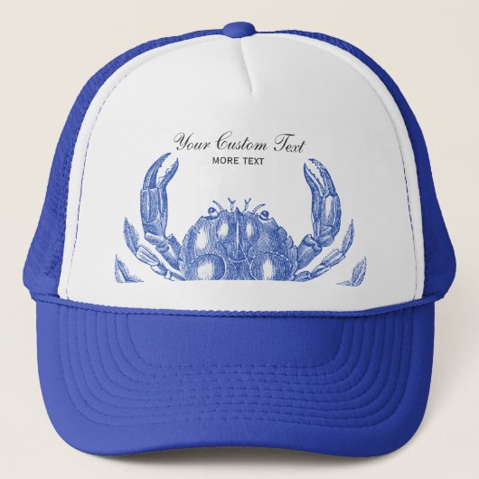 Koel  Nautical Blue Crab Aangepast strand Trucker Pet (Voorkant)