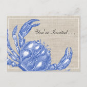 Koel  Nautical Blue Crab Boil Aangepast Uitnodiging Briefkaart (Voorkant)