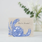 Koel  Nautical Blue Crab Boil Aangepast Uitnodiging Briefkaart (Staand voorkant)