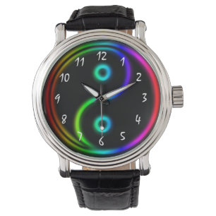 Koel Neon als Ggloed Yin en yang Horloge