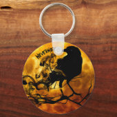 Koel 'Nevermore' Raven Oranje Moon Wispy Ghosts Sleutelhanger (Voorkant)