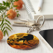 Koel 'Nevermore' Raven Oranje Moon Wispy Ghosts Sleutelhanger (Zijkant)