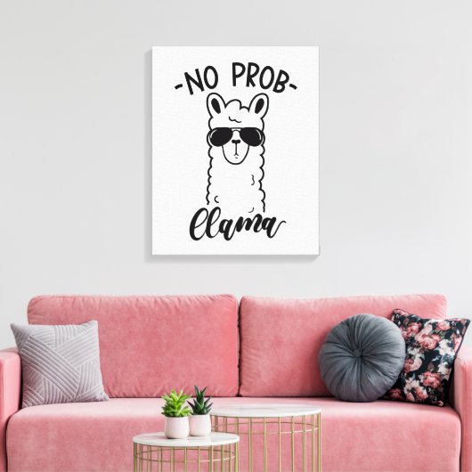 Koel No Prob Llama Canvas Afdruk (Insitu (Woonkamer))