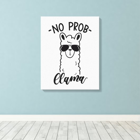 Koel No Prob Llama Canvas Afdruk (Insitu (Houten vloer))